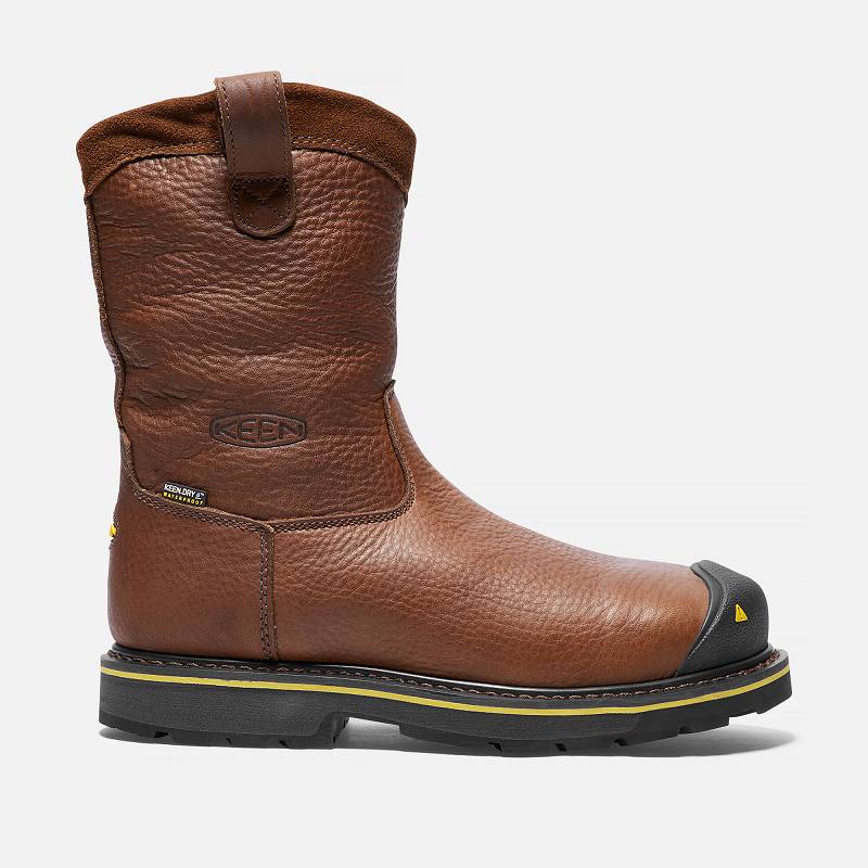 Keen Dallas Wellington Steel Toe Arbeitsschuhe Herren DE-34560 Dark Brown - Keen Herrenschuhe Braun